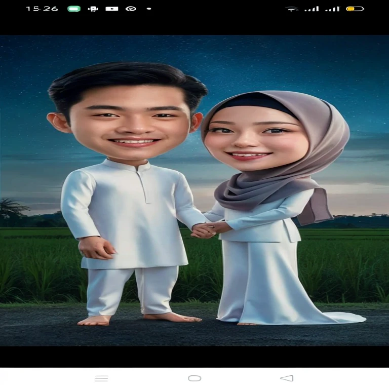 a couple of people standing next to each other on a field, caricature illustration, happy couple, couple, lovely couple, couple portrait,