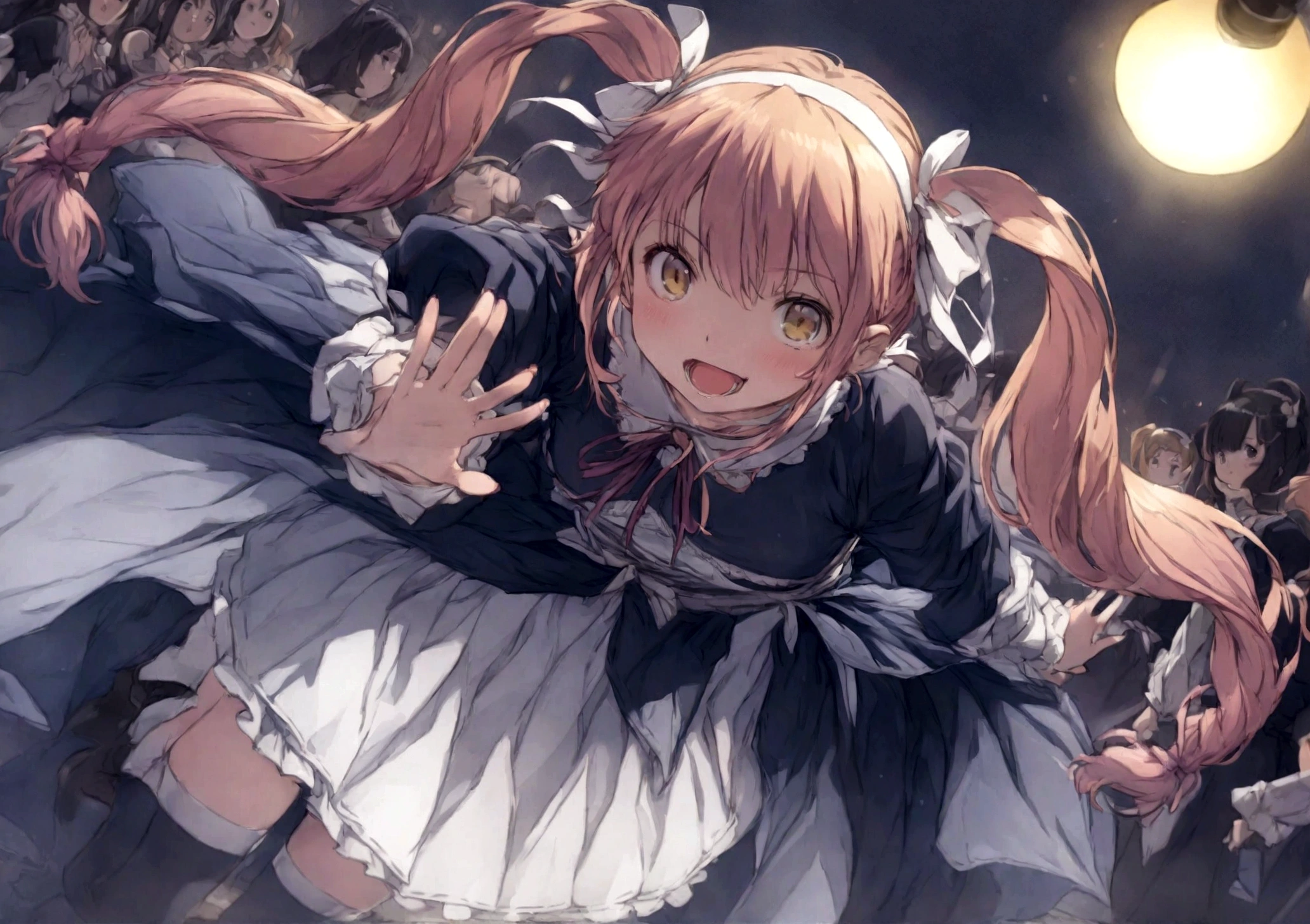 anime, chibe, (((Top quality, 4k, 8k, high resolution, masterpiece: 1.2))), (super detailed), (realistic), (photorealistic), (photorealistic: 1.37), (HDR, UHD), (studio (lighting)), ultra-fine drawing, sharp focus, physically based rendering, highly detailed, professional, vibrant colors, perfect ditaile hand, highly detailed realistic eyes,
anime, cartoon,
multiple girls, A lot of girls, 48 girls,
Medieval European clothing, Medieval European citizen clothing,
Many girls dancing on the stage, Countryside, Village Festival Stage, festival, carnival, festival decoration,
smile, open mouth,
brown hair, black hair, green hair, pink hair, blue hair, blond, orange hair,
long hair, Medium long hair, short hair, Twin tail hairstyle, braid hairstyle,
ribbon, hair ornaments, hairband, white hairband,
brown eyes, blue eyes, red eyes, black eyes, green eyes, Yellow Eyes,
Mini skirt,thighhighs, Long skirt, socks,
looking at viewer,
(((Long shot, Panorama, Aerial view, Distant view))),