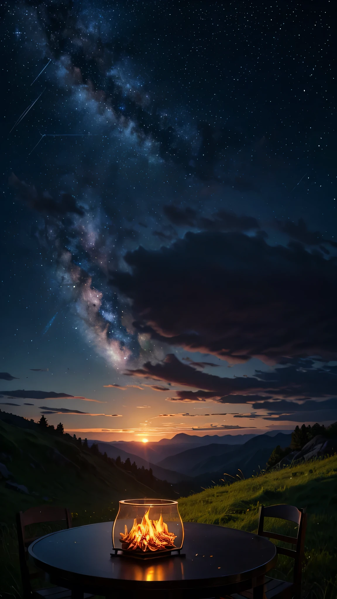 (Logo, Astonishing, 8K, On the table, RAW photos, Astonishing, Top quality, PhotoPractical and Very detailed, CG, high quality, Very detailed, narrative poem, Particle Effects, dynamic effect, Text border depth, light, Fire, Ray Tracing, On the table, Practical, Ultra high quality, fantasy), wind, The beauty of mountains and forests, The tranquility and beauty of grasslands and vast lands in the world, lakeside, Want to knowful scenery, Beautiful natural wind scenery, night, Starry Sky, constellation, Full Moon, space, Gorgeous, view, water, constellation, Want to know, excellent, meteor, magic, Optimal lighting, The best shadow