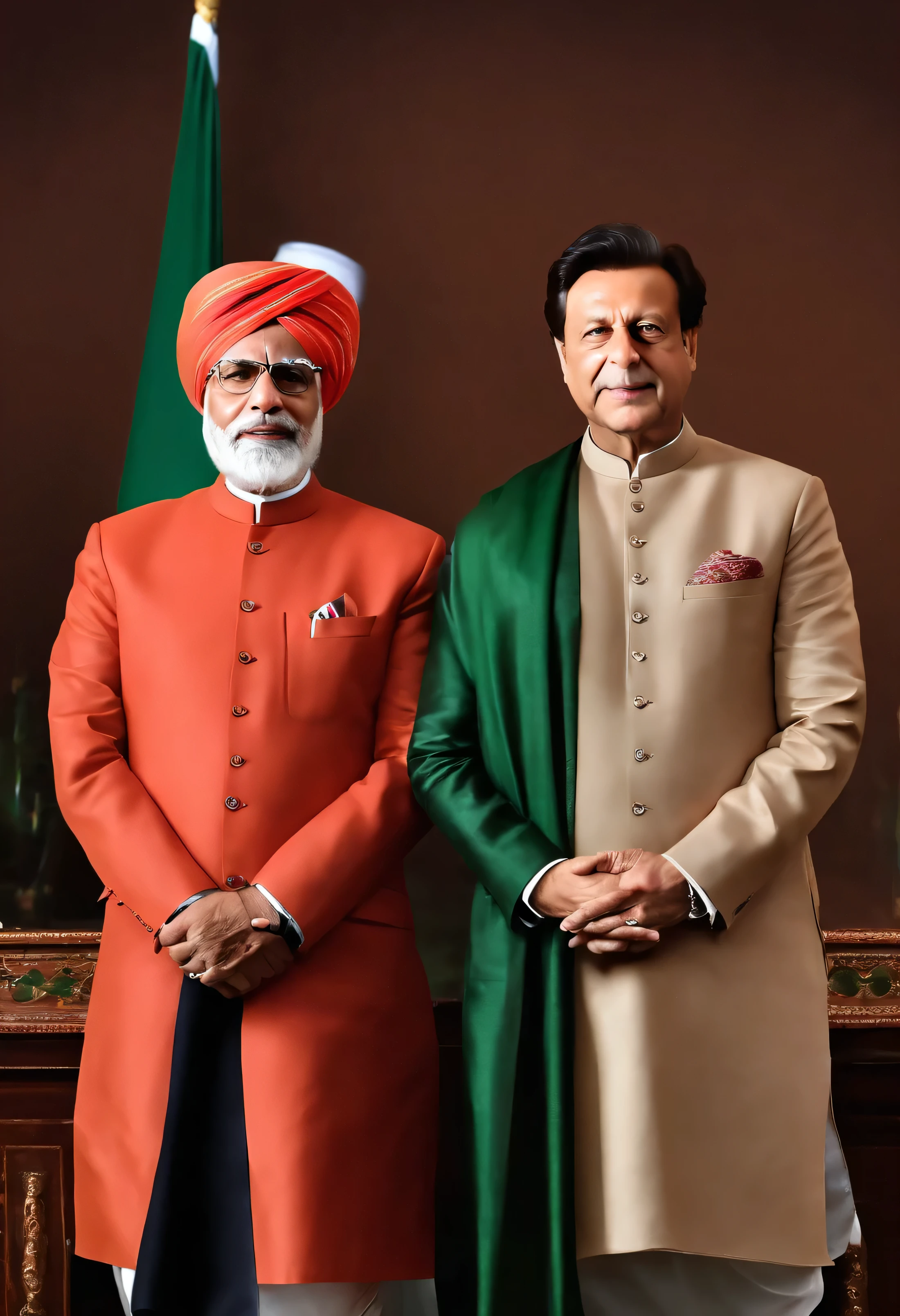 indian prime minister stand with Pakistan prime minister imran khan