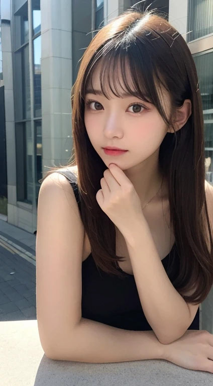 In detail, High resolution, high quality、Perfect dynamic composition, Beautiful fine details, Medium Hair, small 、Natural color lip, squat,Kamimei、Shibuya Ward、university student、1 person、Clear Skin、Shiny Hair、Tabletop, 最high quality, figure, Super detailed, In detail, High resolution, 8k,The correct state of the human body