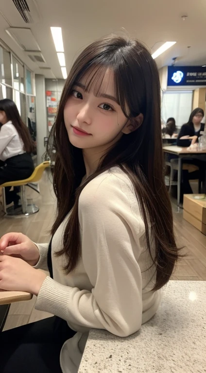 In detail, High resolution, high quality、Perfect dynamic composition, Beautiful fine details, Medium Hair, small 、Natural color lip, squat,Kamimei、Shibuya Ward、university student、1 person、Clear Skin、Shiny Hair、Tabletop, 最high quality, figure, Super detailed, In detail, High resolution, 8k,The correct state of the human body