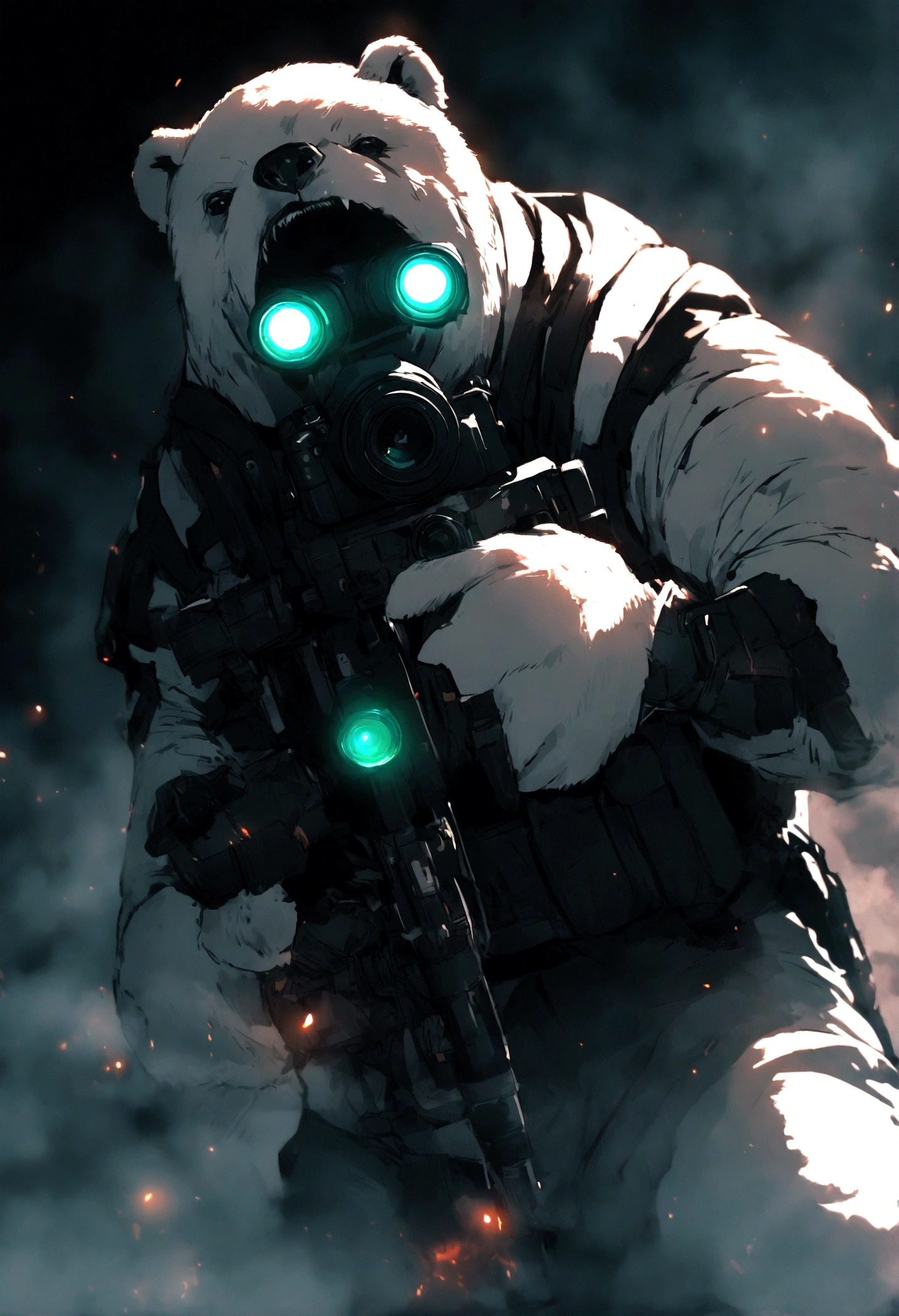 Polar Bear,,Industrial pollution,Low profile,Camera shooting