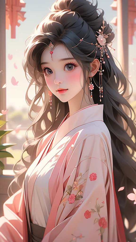 (pastel colour:1.2)，masterpiece，highest quality，highest quality，High resolution，Ultra-realistic，Realistic，aesthetics，(Cute Art:1.2)，(Chibi Girl:1.2)，Twelve-layered kimono，From the side，Esbian all over，noble，１Beautiful Princess，Beautiful Skin，(Straight Long Hair　Long black hair　wealthy)，A little smile，(kimono　Gentle pink hue　The beauty of layered colors)，Silk luster，Layered collar，Wide sleeves，Long hakama hem，seiza，Transparent，White background