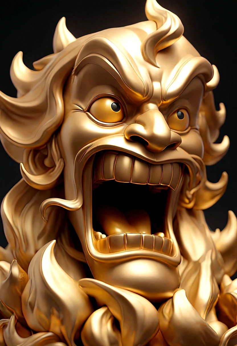 Gold font，fire face,3D,Strong texture，metallic feel，Golden，3D，HD，8K