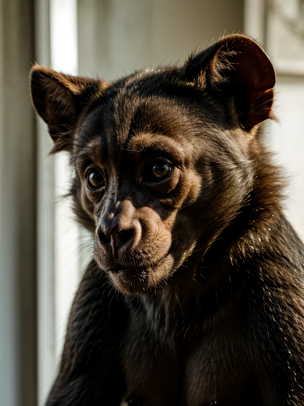 monkey，human face，Abundant hair