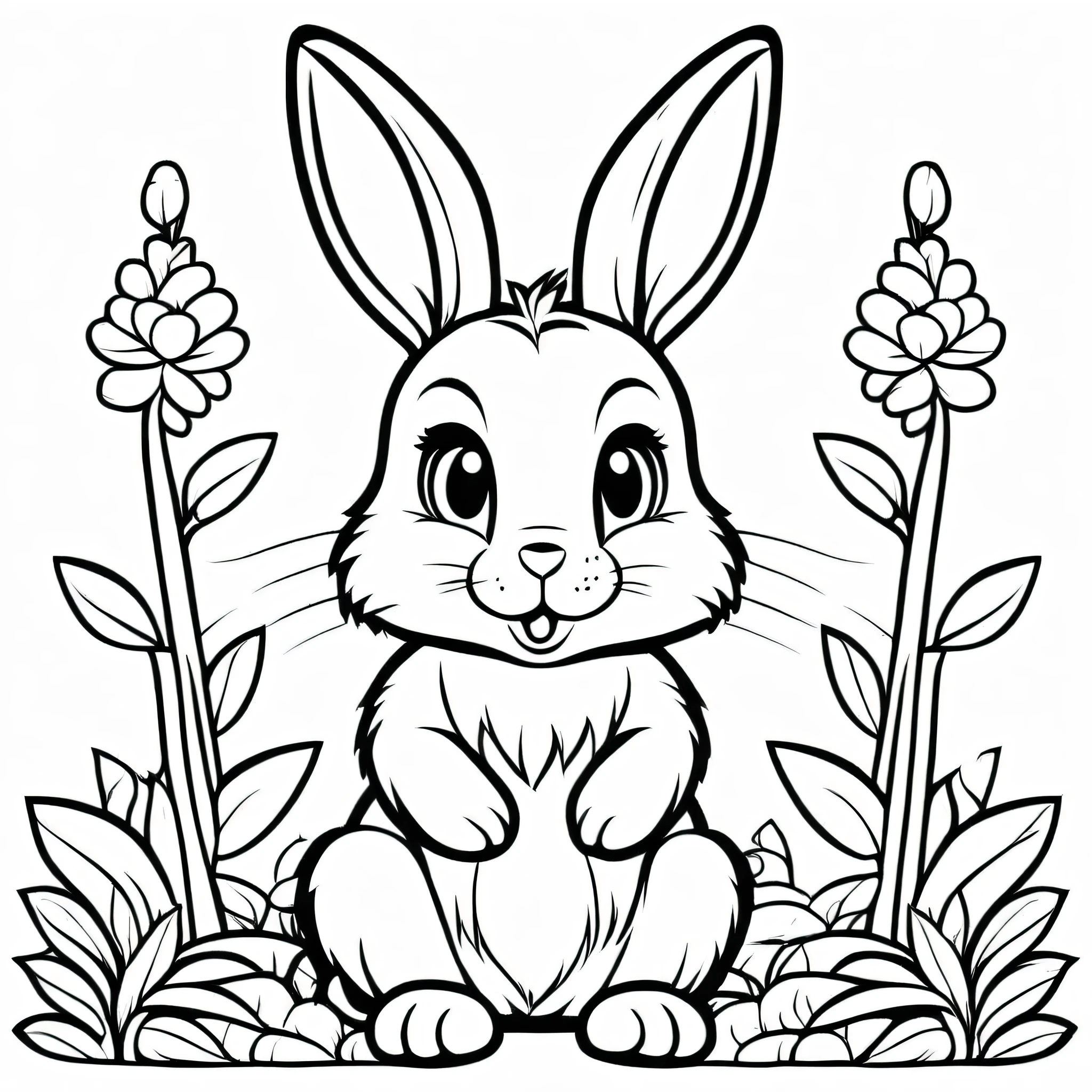 A cute rabbit, cartoon, ,Coloring Book, ColoringBookAF,