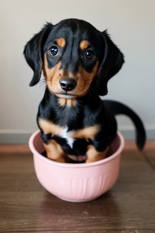 Cute miniature dachshund black