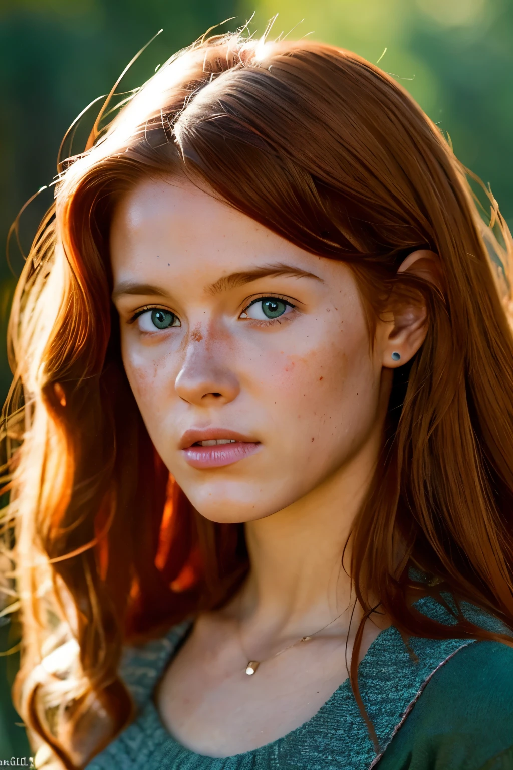 arafed, femme, has, cheveux rouges, digital art by irakli nadar, tumblr, digital art, Sadie Sink, fille rousse, Malcom Liepke, photographie argentique hyper réaliste,
