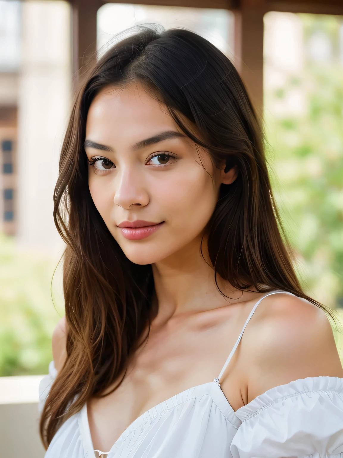 beautiful chinese woman, very detailed, 25 years, innocent face, long hair, natural wavy, black eyes, super model face, childish face, beautiful face, thin nose, thin face, 17th century french white corset dress and white skirt, big breast ,,,, high resolution, masterpiece, best quality, intricate details, highly detailed, sharp focus, detailed skin, realistic skin texture, texture, detailed eyes, professional, 4k, charming smile, shot on Canon, 85mm, shallow depth of field, kodak vision color, perfect fit body, extremely detailed, foto_\(ultra\), photorealistic, realistic, post-processing, maximum detail, roughness, real life, ultra realistic, photorealism, photography, 8k uhd, photography