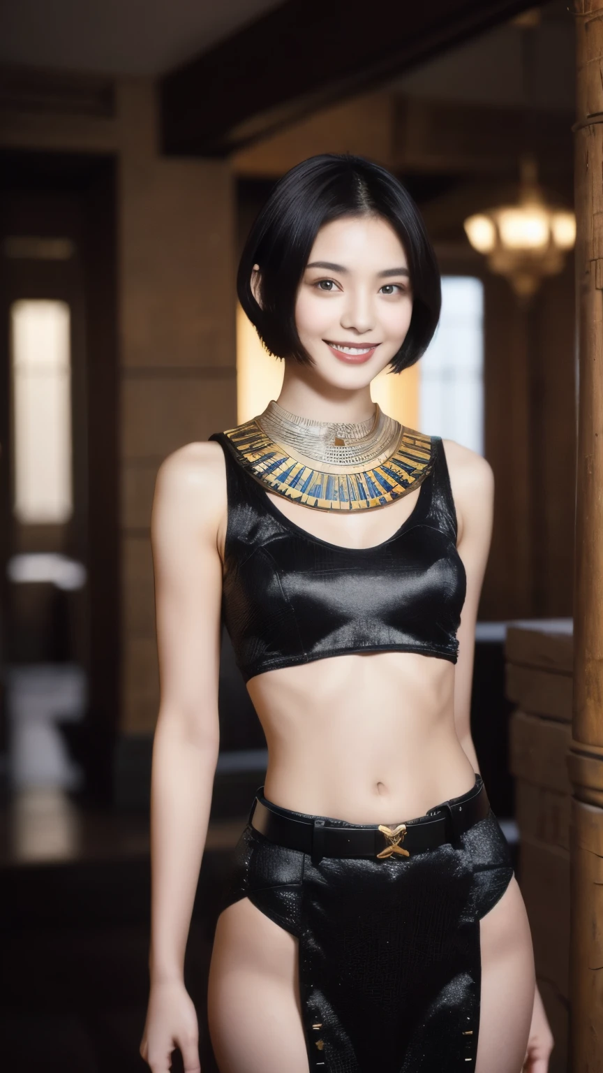 241 20-year-old female, short hair,A kind smile, lipstick, Egyptian civilization, Waist belt