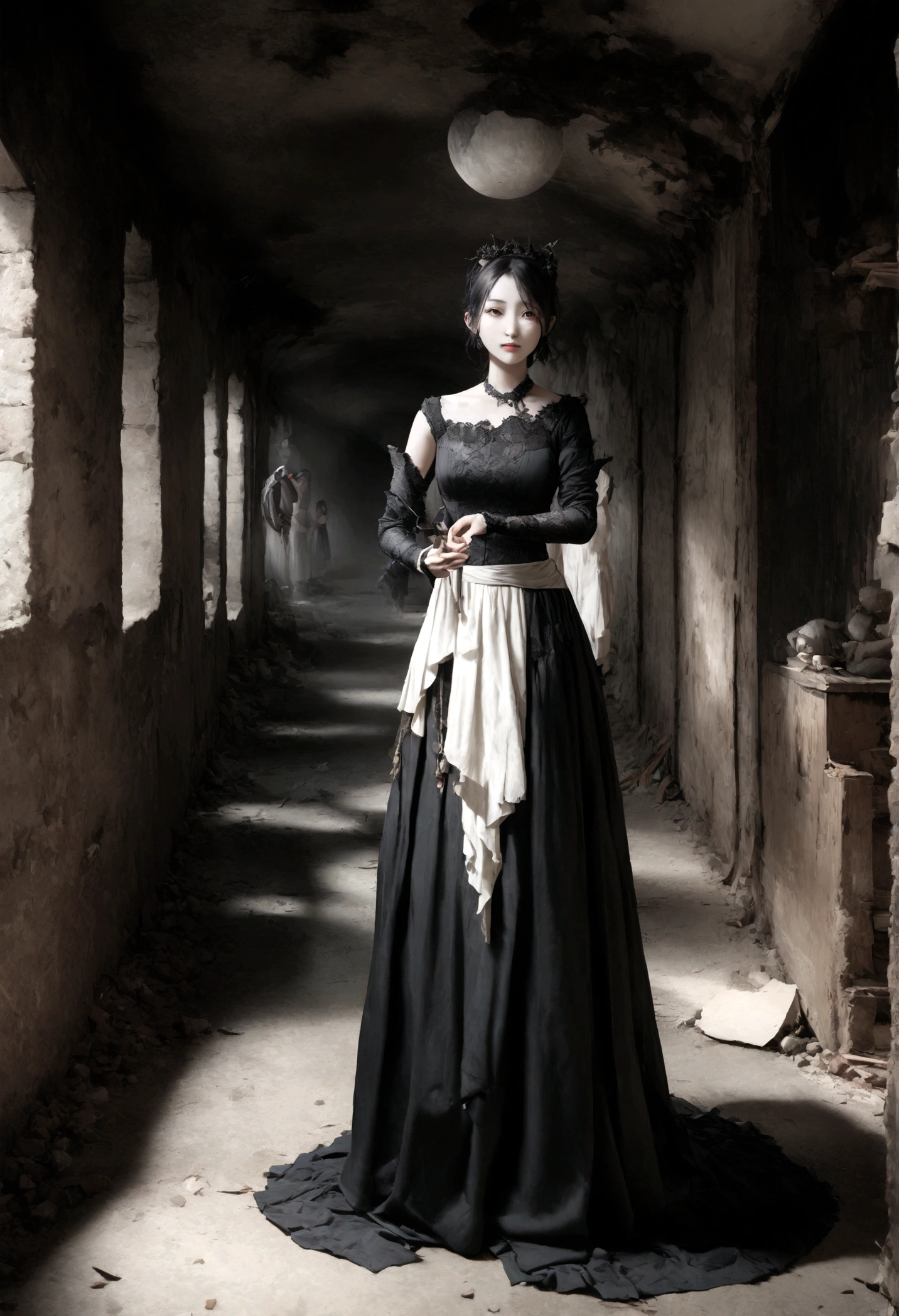 highest quality, masterpiece, Ultra-high resolution, (Photo Real:1.4), Surrealism, dream-like,Fusion Art, Shadow Dancer, Shadow Magic, Control of Darkness, stealth, Shadow Step, Umbral spell, Hidden Blade,Spooky realistic ghost images,Capture the horrifying details of ghosts and spooky environments,