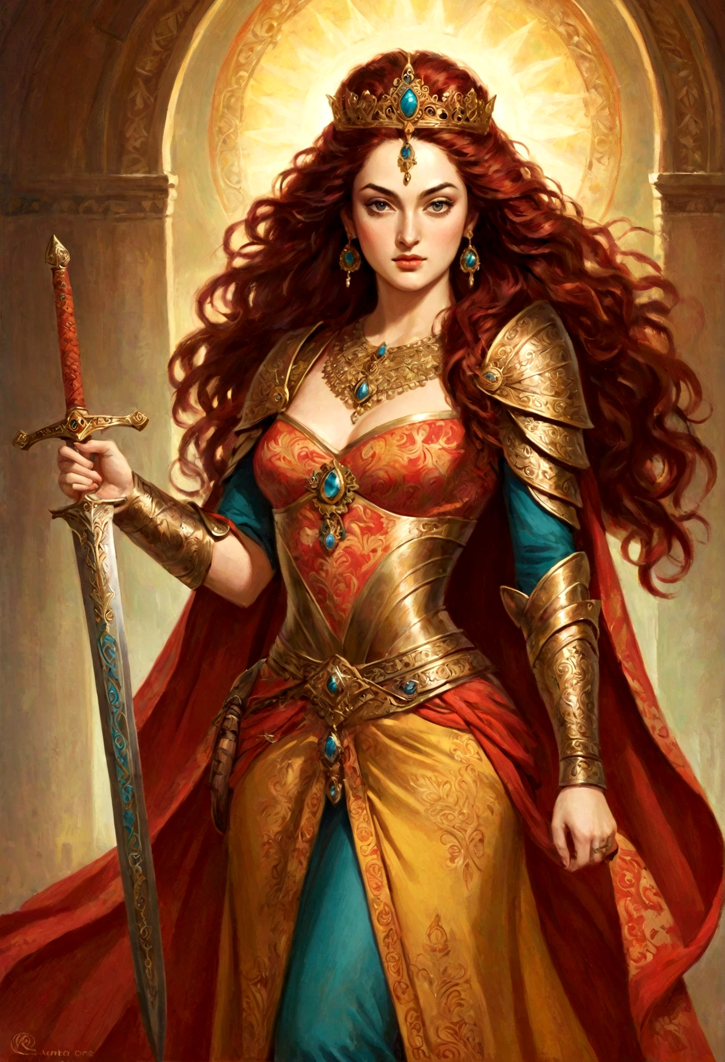 woman holding a sword,