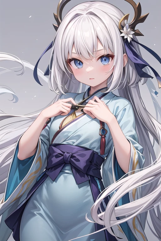 anime white hair girl and blue dress holding a pair of scissors, White-haired deity, Beautiful anime woman, Beautiful anime girl, Beautiful charming anime woman, anime goddess, Flowing white hair, white hair girl, palace ， Girl wearing Hanfu, Anime Wallpaper 4K, Anime Art Wallpaper 4K, Anime Art Wallpaper 4K, anime wallpaper 4k
