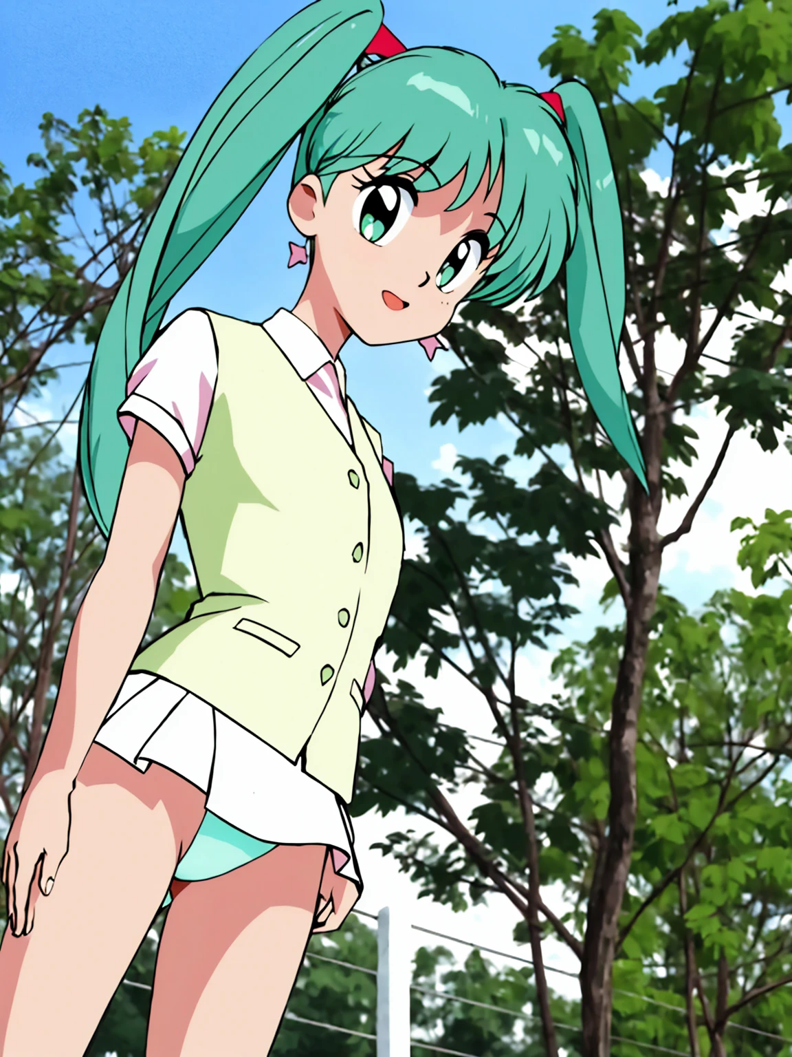 masterpiece, highest quality, alone, One Girl, Outdoor,
Sweet Mint, White underwear, Panty shot