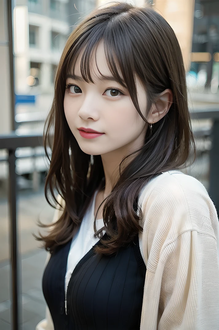 (8k, RAW Photos, highest quality、masterpiece:1.2), (Realistic、Realistic:1.37), Super detailed, High resolution, 1 girl, View your viewers, Beautifully detailed face、Laughter、Jacket、Beautiful and detailed skin、Skin Texture、Floating Hair、Professional Lighting、Human whole body、Long Hair、