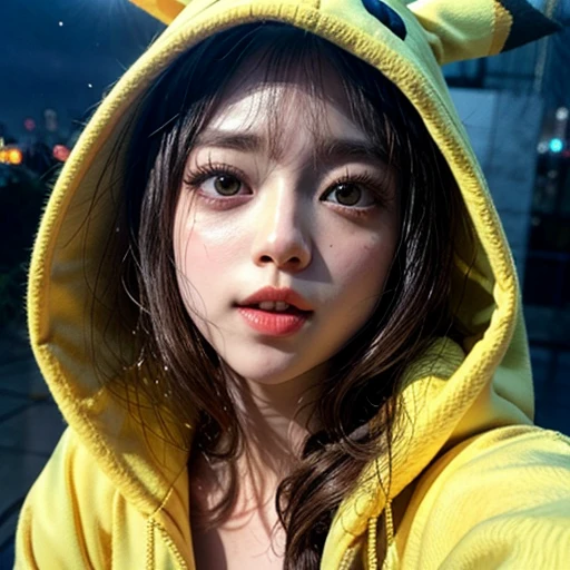 NSFW, (Girl in ((Yellow)) Pikachu hood), (naked hoodie, hood loosely open), MoreSode . masterpiece 8K best quality, (RAW PhotoRealistic HyperRealism:1.37) Ultra-detailed, (Acutance:0.85), VolumetricLighting, (Studio) gray background with (Blurred colorful Lights dazzling bokeH:1.28), { (Overflowing Gigantic Cleavage;1.2) | Navel | (Golden ray illuminating face) | (Photon Particles:0.95) } . BREAK . (((Extremely detailed KAWAII face, NOGIZAKA))), perfect anatomy, Childish, CaptivatingGaze, Elaborate detailed Eyes with (Sparkling Highlights:1.28), Beautifull Pupils, (Voluminous Long Eyelashes:0.88)、Glossy Lips, Rosy Cheeks, (Flawless FineSkin, Radiant PearlSkin with Transparency) . { (joyful expressions:1.28) | (:d) }, (Large eyes:-1) . (((from above, leaning forward with DownBlouse)))
