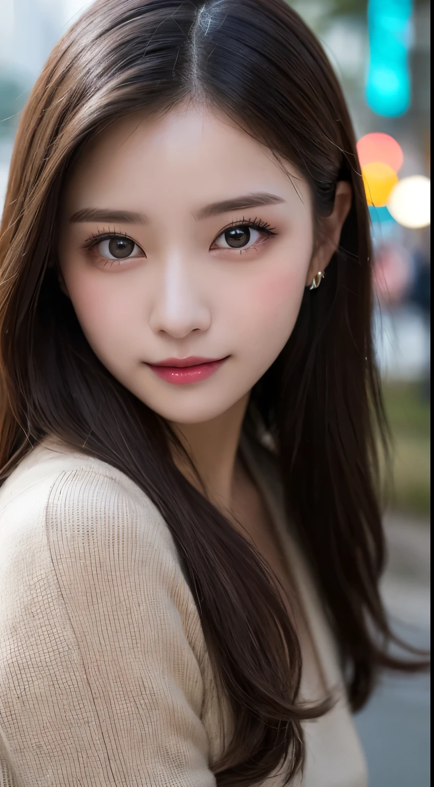 Tabletop, highest quality, shape, Very detailed, finely, High resolution, 8k wallpaper, 完璧なダイナミックな構shape, Beautiful and exquisite,ランダムなcute髪,,Natural color lip、20-year-old girl、cute、Looking into the camera,Always blur the background,Perfect and beautiful face,Slim face and figure,Big eyes、Putting on gal makeup,Small face,Shooting from below、Blurred Background,Elegant feminine face、Cyberpunk Fashion、smile、Change pose randomly、Randomly change the shooting angle and position、Playing in the park