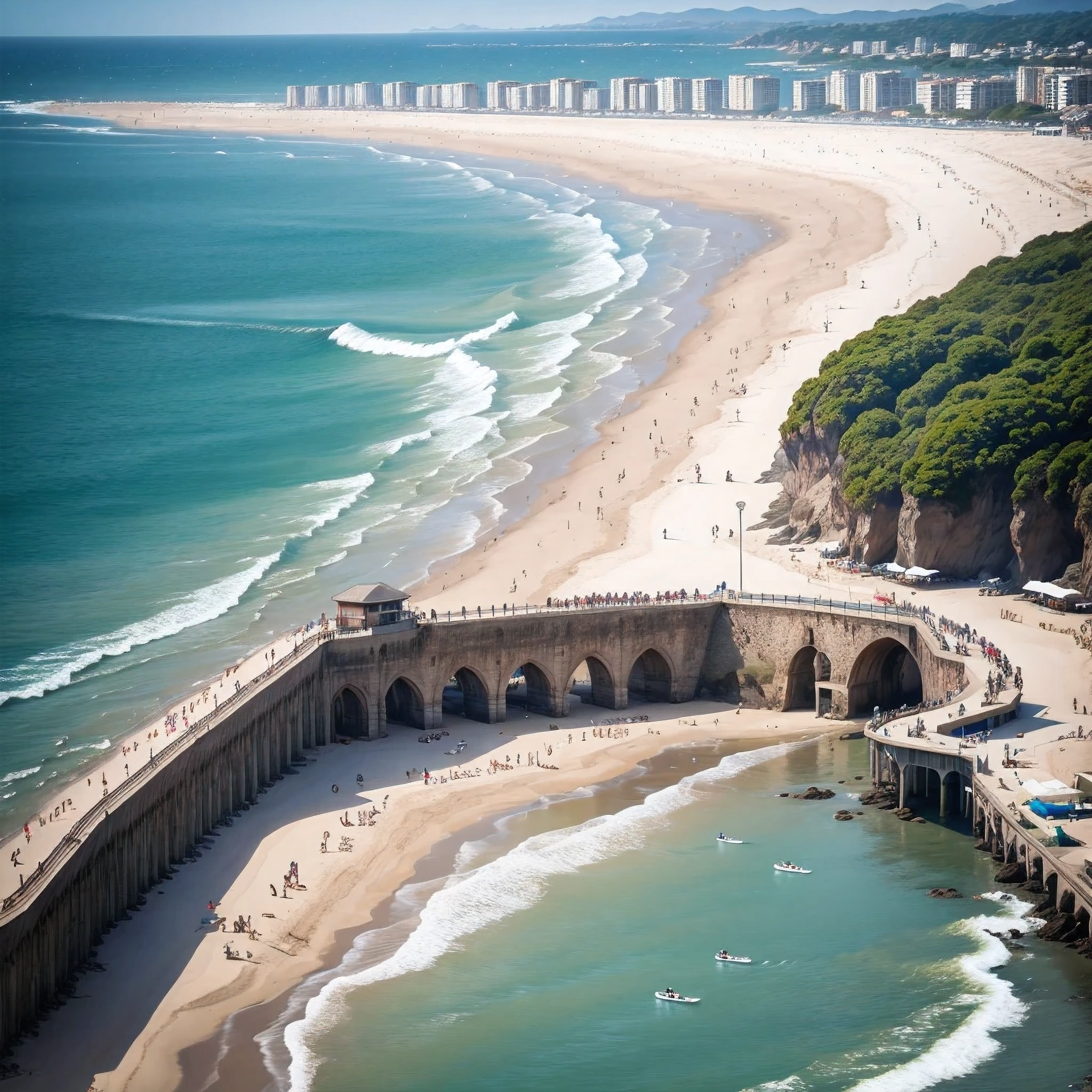 Crowed at beach from a long distance view
