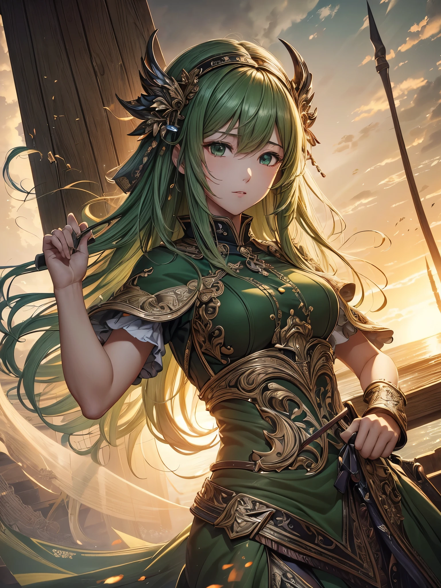 ((highest quality)),(Ultra-high resolution),(Very detailed),(Detailed Description),((The best CG)),(A masterpiece),Ultra-detailed art,Amazing drawing art,(Art with precise detail:1.5), Revival of green、Destroying Evil、Penetrating sunlight、Cutting Wind