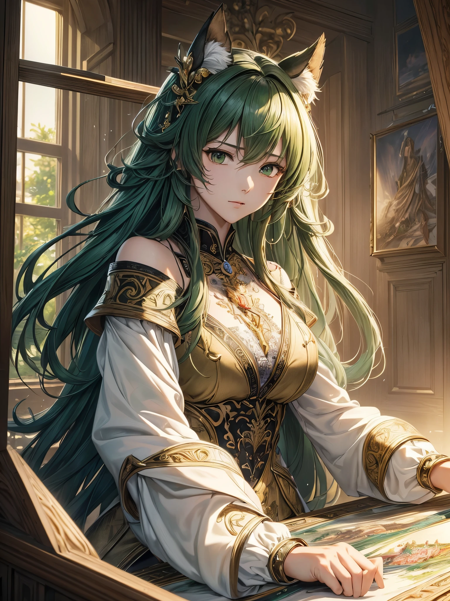 ((highest quality)),(Ultra-high resolution),(Very detailed),(Detailed Description),((The best CG)),(A masterpiece),Ultra-detailed art,Amazing drawing art,(Art with precise detail:1.5), Revival of green、Destroying Evil、Penetrating sunlight、Cutting Wind