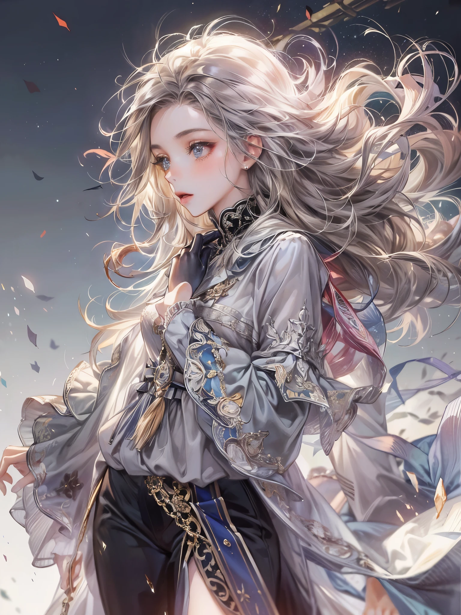 ((highest quality)),(Ultra-high resolution),(Very detailed),(Detailed Description),((The best CG)),(A masterpiece),Ultra-detailed art,Amazing drawing art,(Art with precise detail:1.5), flowing、Excited、Elegant、Karen、gorgeous