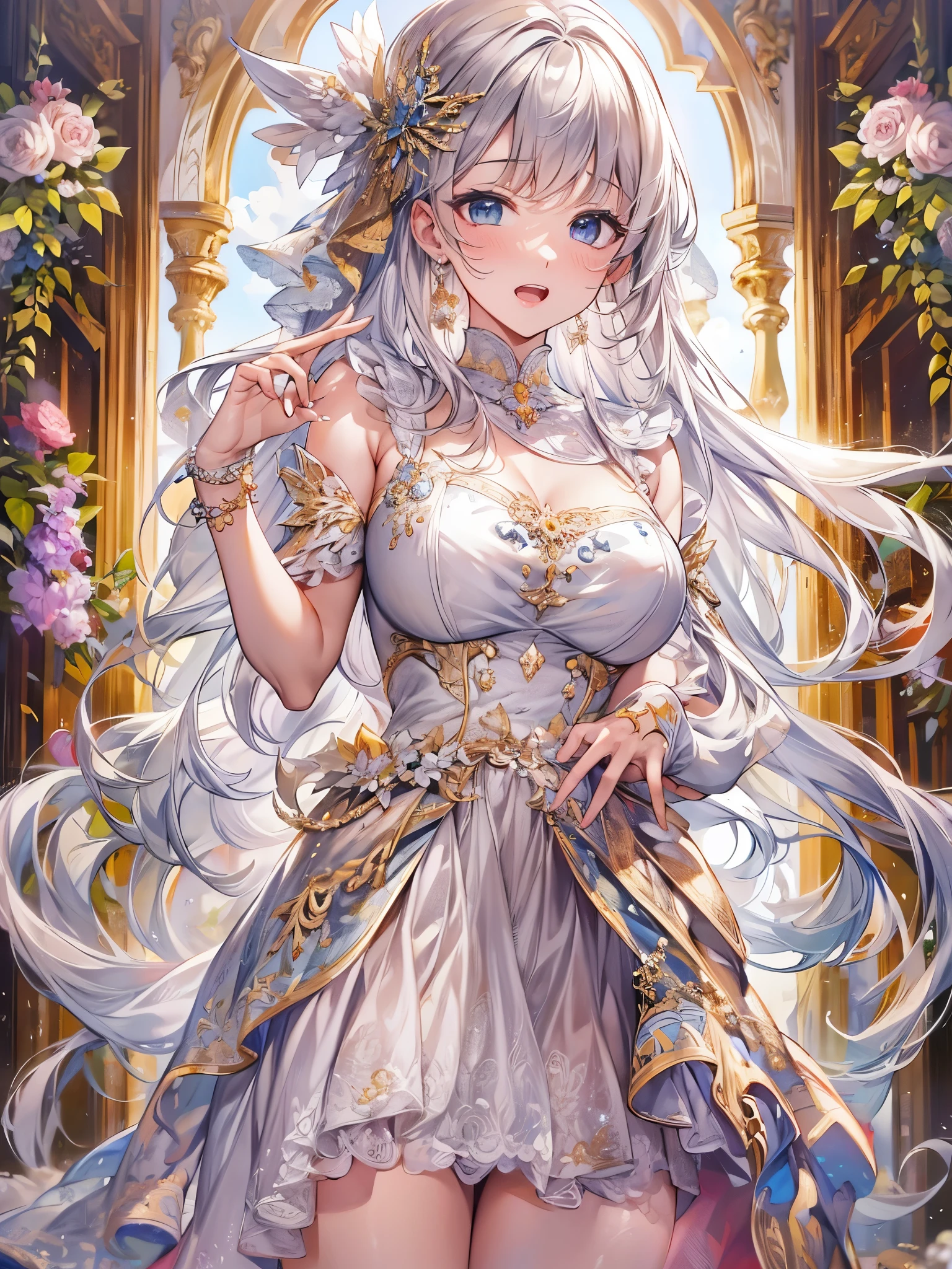 ((highest quality)),(Ultra-high resolution),(Very detailed),(Detailed Description),((The best CG)),(A masterpiece),Ultra-detailed art,Amazing drawing art,(Art with precise detail:1.5), flowing、Excited、Elegant、Karen、gorgeous