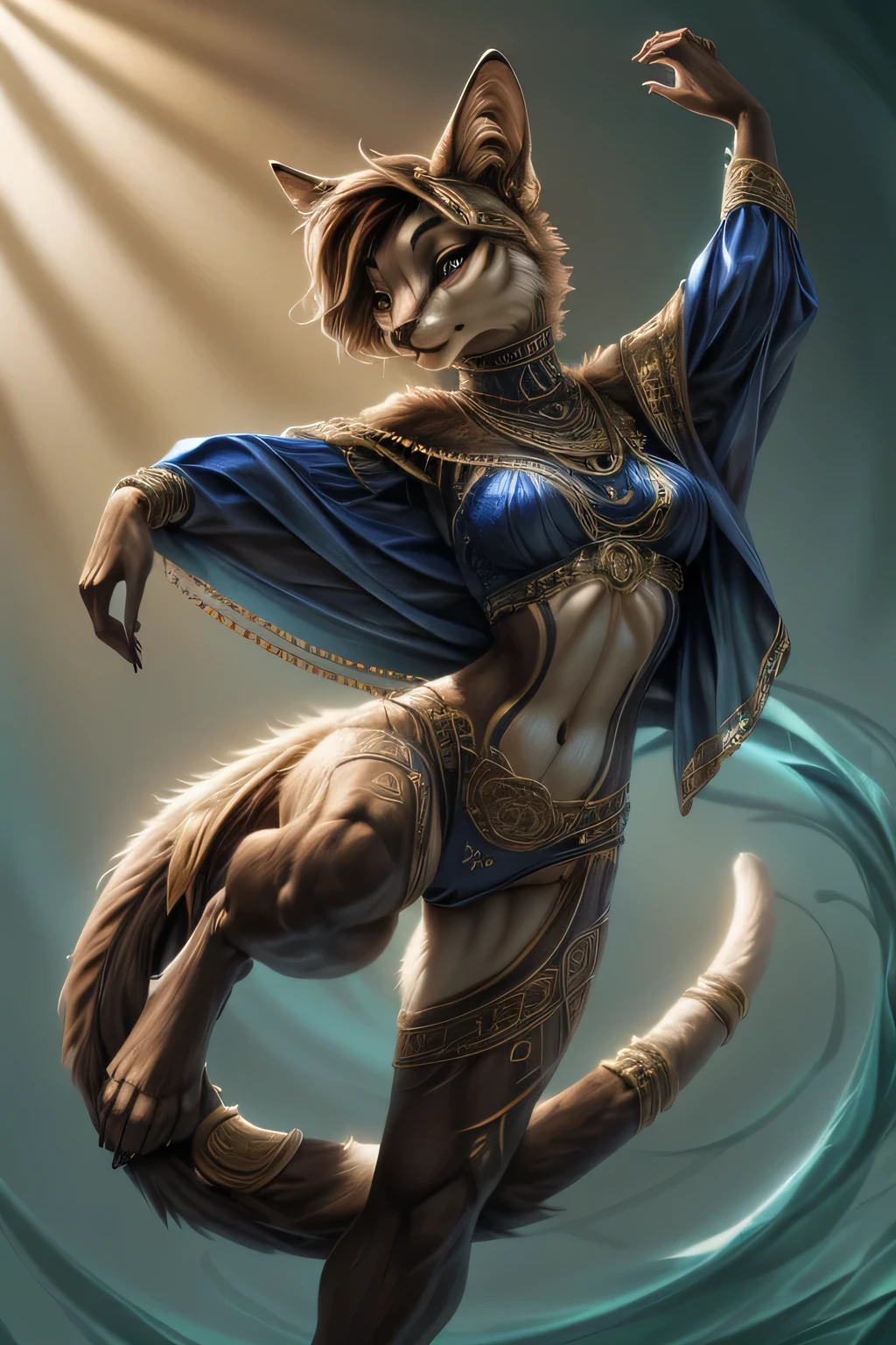 Full body anthropomorphic female character with a long furry tail, wearing sexy underwear, vibrant fur colors, detailed facial features, expressive eyes, soft lips, realistically rendered, high-resolution artwork, realistic lighting, professional illustration, soft and gentle color palette, dynamic pose, graceful movement, engaging expression, elegant clothing, mystical background, enchanting atmosphere, enchanting and ethereal ambiance, masterfully painted texture on the tail, intricate tail patterns, intricate fur texture, realistic and lifelike portrayal, captivating and alluring presence, perfectly proportioned figure, delicate details, mesmerizing artwork quality.