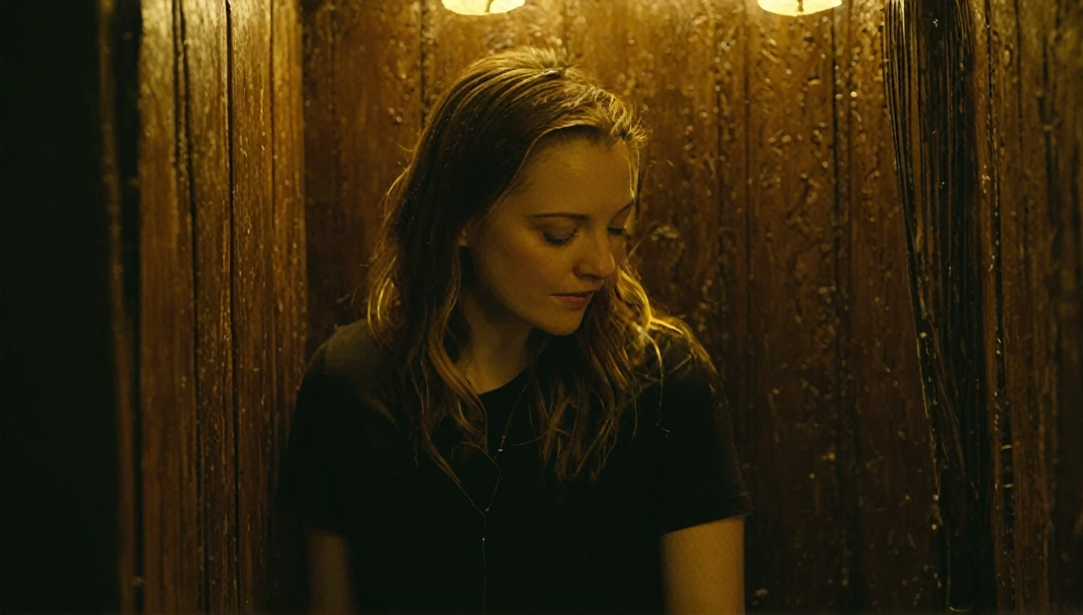 A tight shot of Emily meticulously cleaning a dusty confessional booth within a small, dimly lit room. The only light source is a single flickering candle, casting long, eerie shadows that dance across the worn wooden walls. Focus on Emily's facial expressions, a mixture of determination and growing unease. Close-up shots of the confessional booth reveal intricate carvings obscured by grime, hinting at a bygone era. As Emily cleans, barely audible whispers begin to emanate from the dark depths of the booth. The whispers grow steadily louder, becoming more persistent and unsettling. The confined space and the chilling whispers create a claustrophobic and oppressive atmosphere.
Emily is wearing a black T-shirt and a yellow short Jean skirt
Photo realistic, realism, 64K HD, 320,000 megapixel.