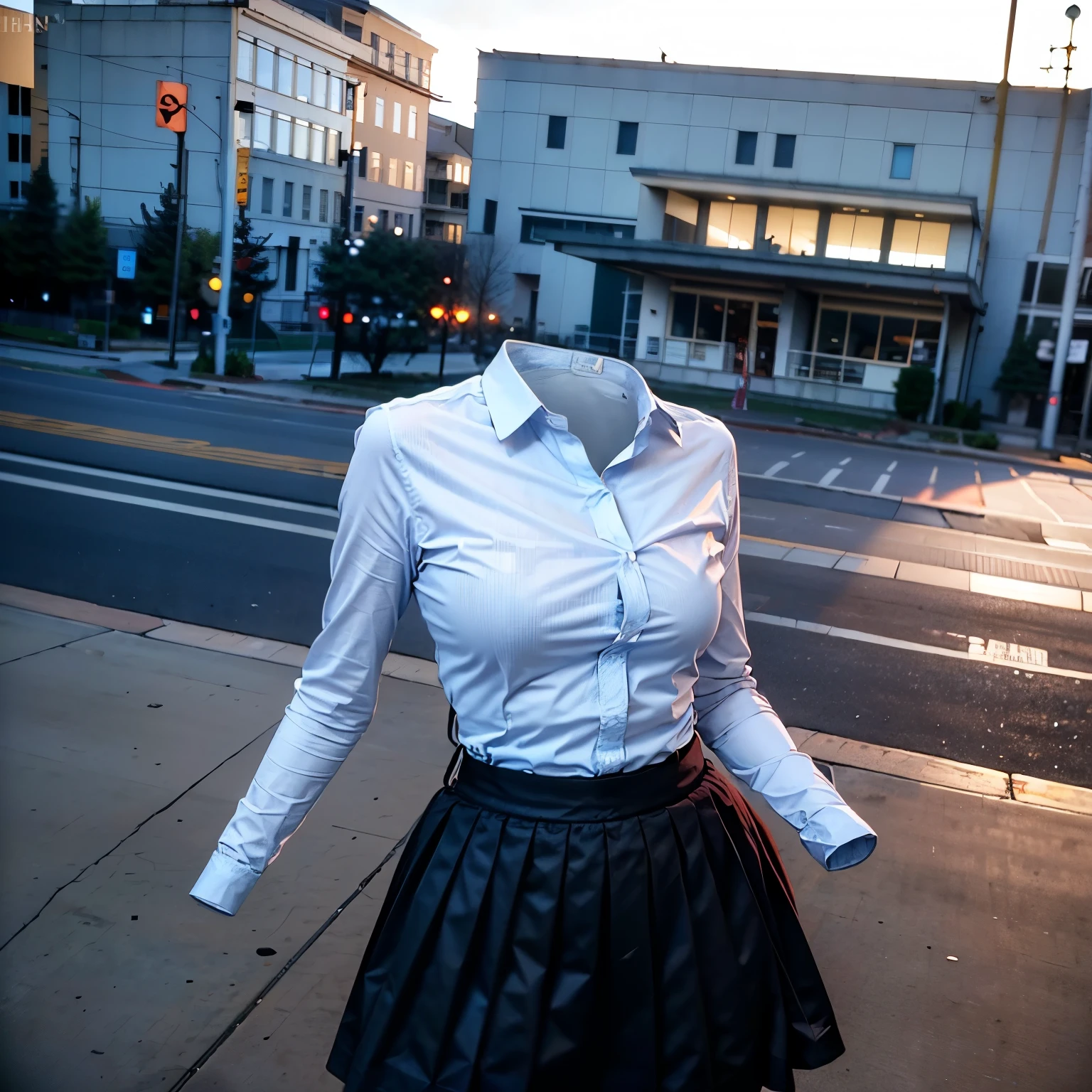 school blouse, plaid skirt, stripe tie on neck, from above, cute big breasts, (invisible, no human, headless, handless:1.5), (8k, RAW photo, best quality, masterpiece:1.2), (realistic, photo-realistic:1.37), photon mapping, radiosity, ((Hasselblad photography)), physically-based rendering
