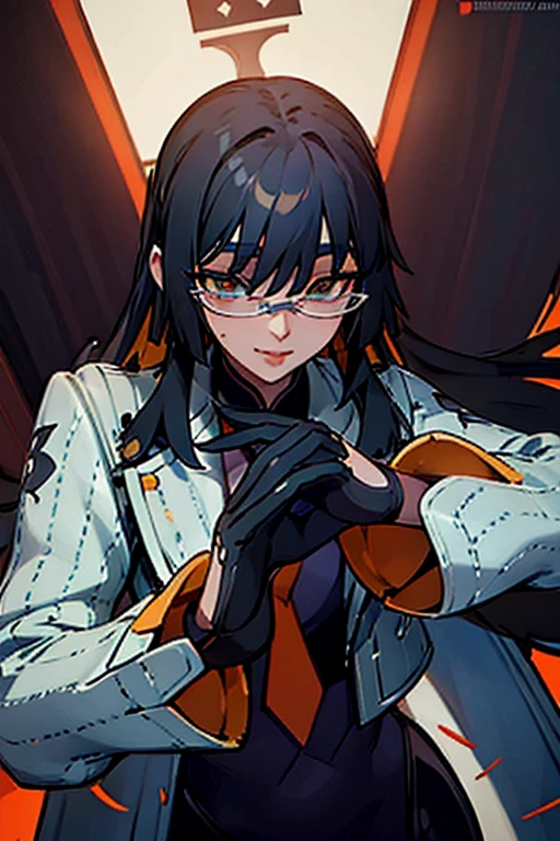countess Daraku, long hair, glasses, gloves, pants, smile, trench coats
BREAK looking at viewer,
BREAK outdoors,
BREAK (masterpiece:1.2), best quality, high resolution, unity 8k wallpaper, (illustration:0.8), (beautiful detailed eyes:1.6), extremely detailed face, perfect lighting, extremely detailed CG, (perfect hands, perfect anatomy)