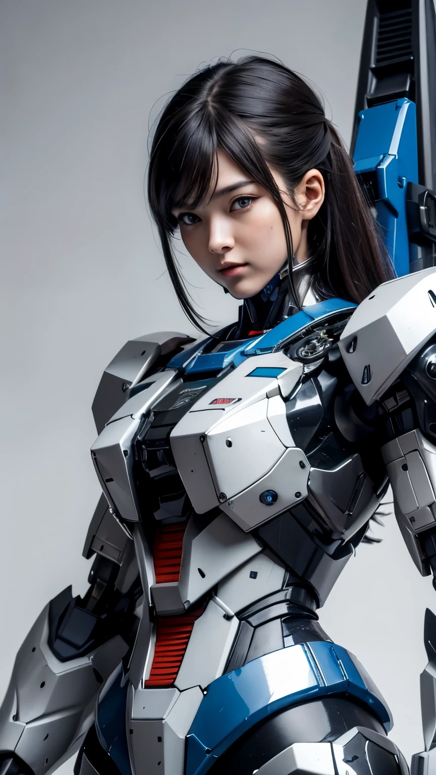 Textured skin, Super Detail, high details, High quality, Best Quality, hight resolution, 1080p, hard disk, Beautiful,(Gundam),beautiful cyborg woman,Mecha Cyborg Girl,Battle Mode,Girl with a Mecha Body,She wears a futuristic Gundam mecha,A powerful cyborg woman, sleek and futuristic, with advanced mechanical augmentations that enhance her strength and capabilities.
