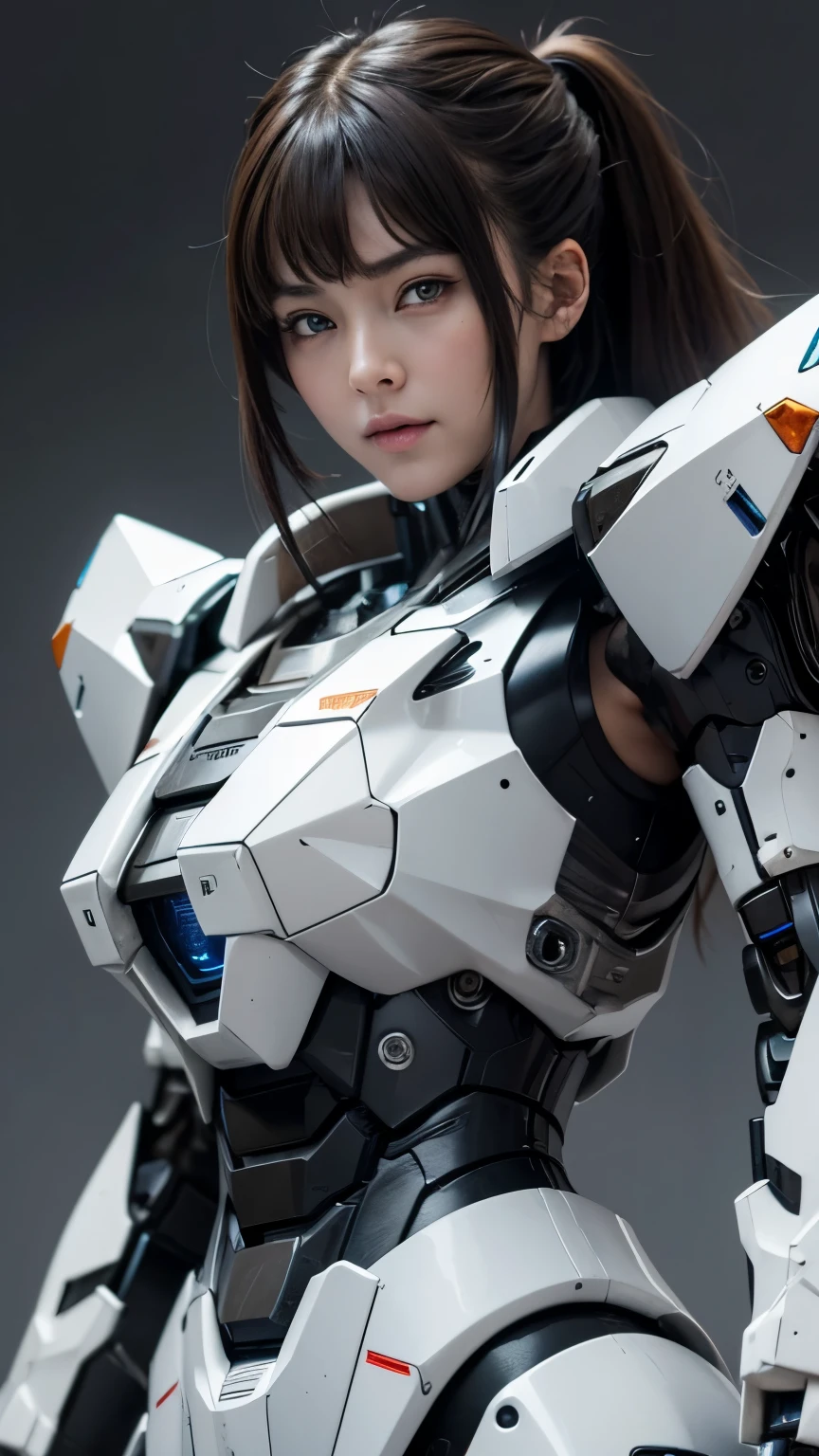 Textured skin, Super Detail, high details, High quality, Best Quality, hight resolution, 1080p, hard disk, Beautiful,(Gundam),beautiful cyborg woman,Mecha Cyborg Girl,Battle Mode,Girl with a Mecha Body,She wears a futuristic Gundam mecha,A powerful cyborg woman, sleek and futuristic, with advanced mechanical augmentations that enhance her strength and capabilities.