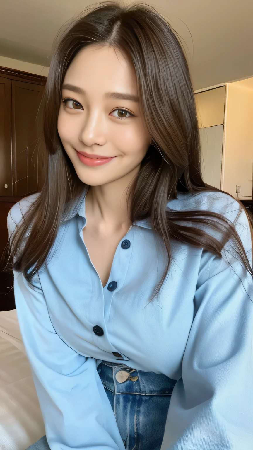 seed:2020674263.((Full body angle:1.1)).((highest quality, 8K, masterpiece:1.3)), ((from below:1.1)).concentrated:1.2, Perfect body beauty:1.4, Hips:1.2, ((Delicate Hair)), (Colorful button-through crop shirt :1.1) , ((highest quality、8K、masterpiece:1.3))、1 Girl、A sloppy smile、Esbian all over、Slim face、Big Boobs、Beautiful woman、(Dark Brown Hair)、Long Hair、1.1、Flickering Valley、Detailed eyes、double eyelid、Blurred Background、超Slim face、Smile、Looking down、stroll、