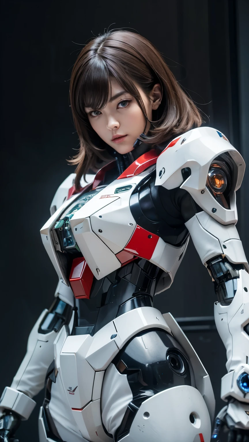 Textured skin, Super Detail, high details, High quality, Best Quality, hight resolution, 1080p, hard disk, Beautiful,(Gundam),beautiful cyborg woman,Mecha Cyborg Girl,Battle Mode,Girl with a Mecha Body,She wears a futuristic Gundam mecha,A powerful cyborg woman, sleek and futuristic, with advanced mechanical augmentations that enhance her strength and capabilities.