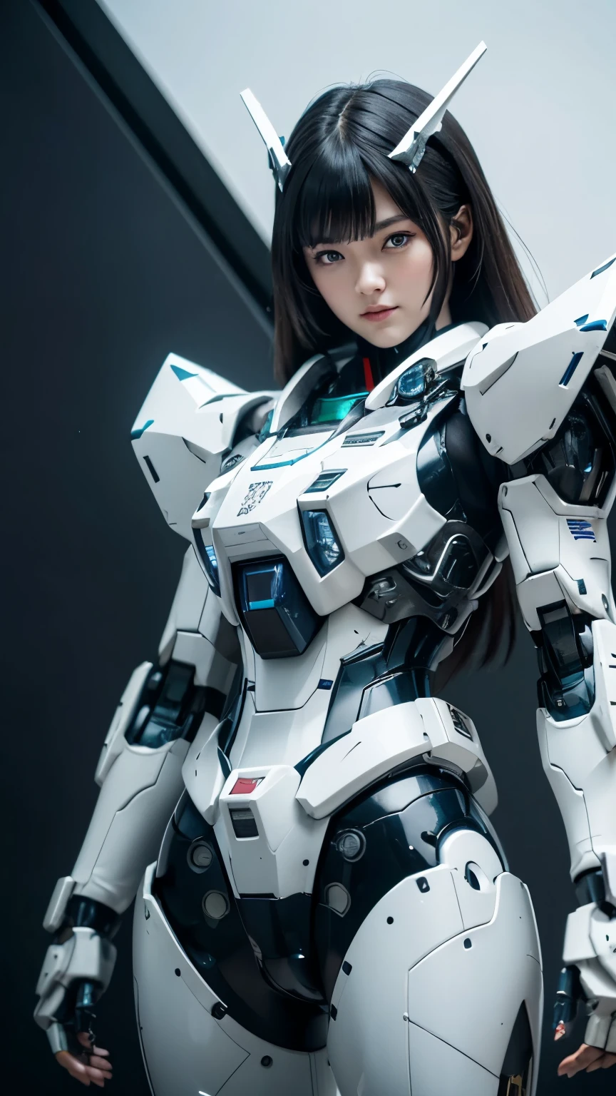 Textured skin, Super Detail, high details, High quality, Best Quality, hight resolution, 1080p, hard disk, Beautiful,(Gundam),beautiful cyborg woman,Mecha Cyborg Girl,Battle Mode,Girl with a Mecha Body,She wears a futuristic Gundam mecha,A powerful cyborg woman, sleek and futuristic, with advanced mechanical augmentations that enhance her strength and capabilities.