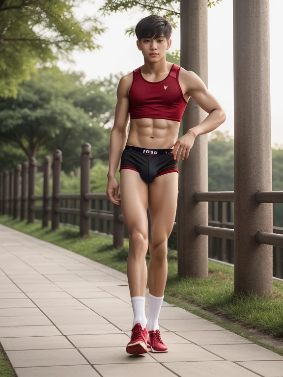 teenagers , young , light-skin , wearing an dark red sexy underwear, tmasterpiece,k hd,the feet,Transparent sports vest,semi transparent,black long socks,The barefoot , red colour , handsome and cute , extreme cute boy , white skin , dark red underwear boxers shorts , extremely tall and cute boy ,oppa model , handsome model , full body , dark red boxers underwears short shorts , black socks , white light-skin , Chinese model , young boy , white skin , handsome and extremely cute , red boxers underwear shorts , long black socks , handsome model , at the park , jogging , model oppa , long legs , jogging , running , high knee black socks ,black long socks , stand up , extremely tall , extremely high , red underwears , red sports underwear , long black socks , clean and white legs , Chinese model , extremely long legs , looking at the camera , clean and white thigh , heavy bulge , kid face , baby face , wearing jacket , red underwears boxers , light and white skin , Chinese model
