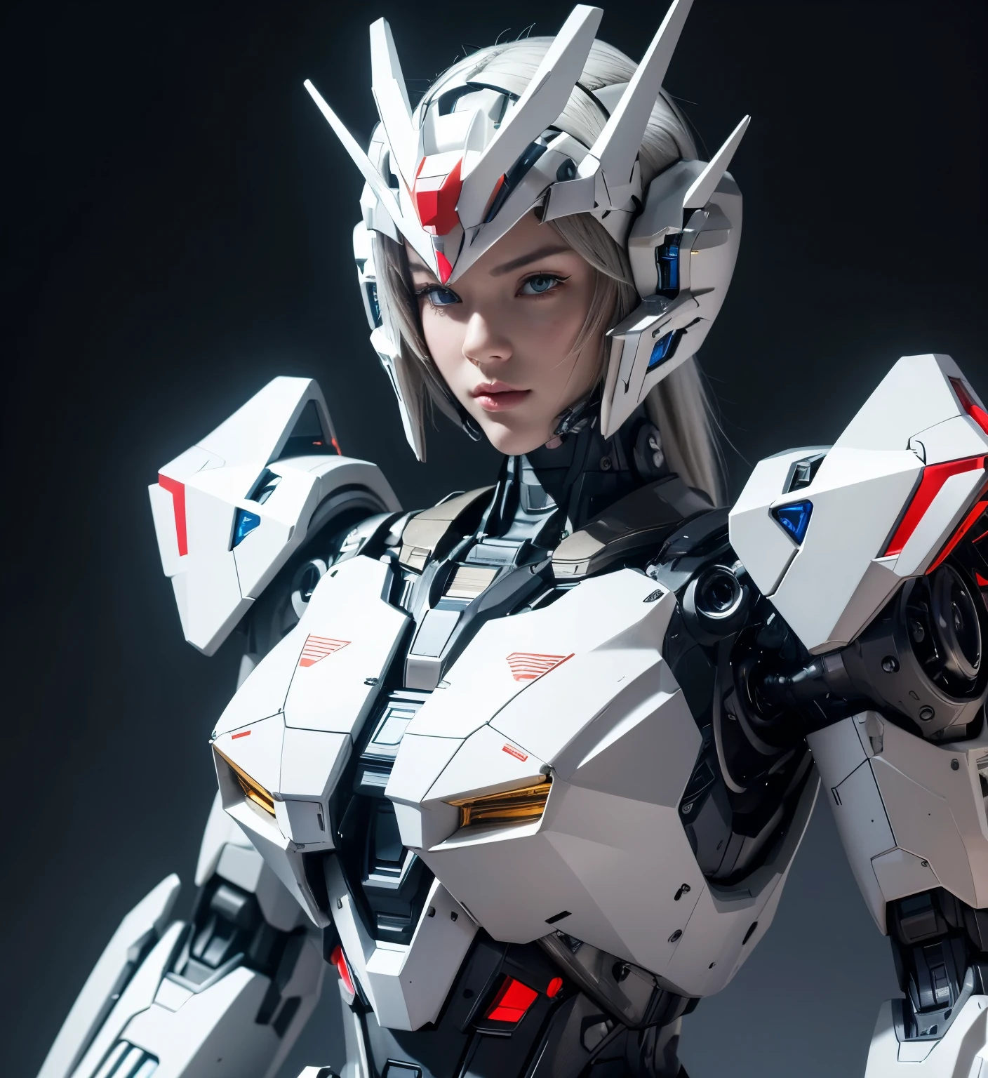 Textured skin, Super Detail, high details, High quality, Best Quality, hight resolution, 1080p, hard disk, Beautiful,(Gundam),beautiful cyborg woman,Mecha Cyborg Girl,Battle Mode,Girl with a Mecha Body,She wears a futuristic Gundam mecha,A powerful cyborg woman, sleek and futuristic, with advanced mechanical augmentations that enhance her strength and capabilities.