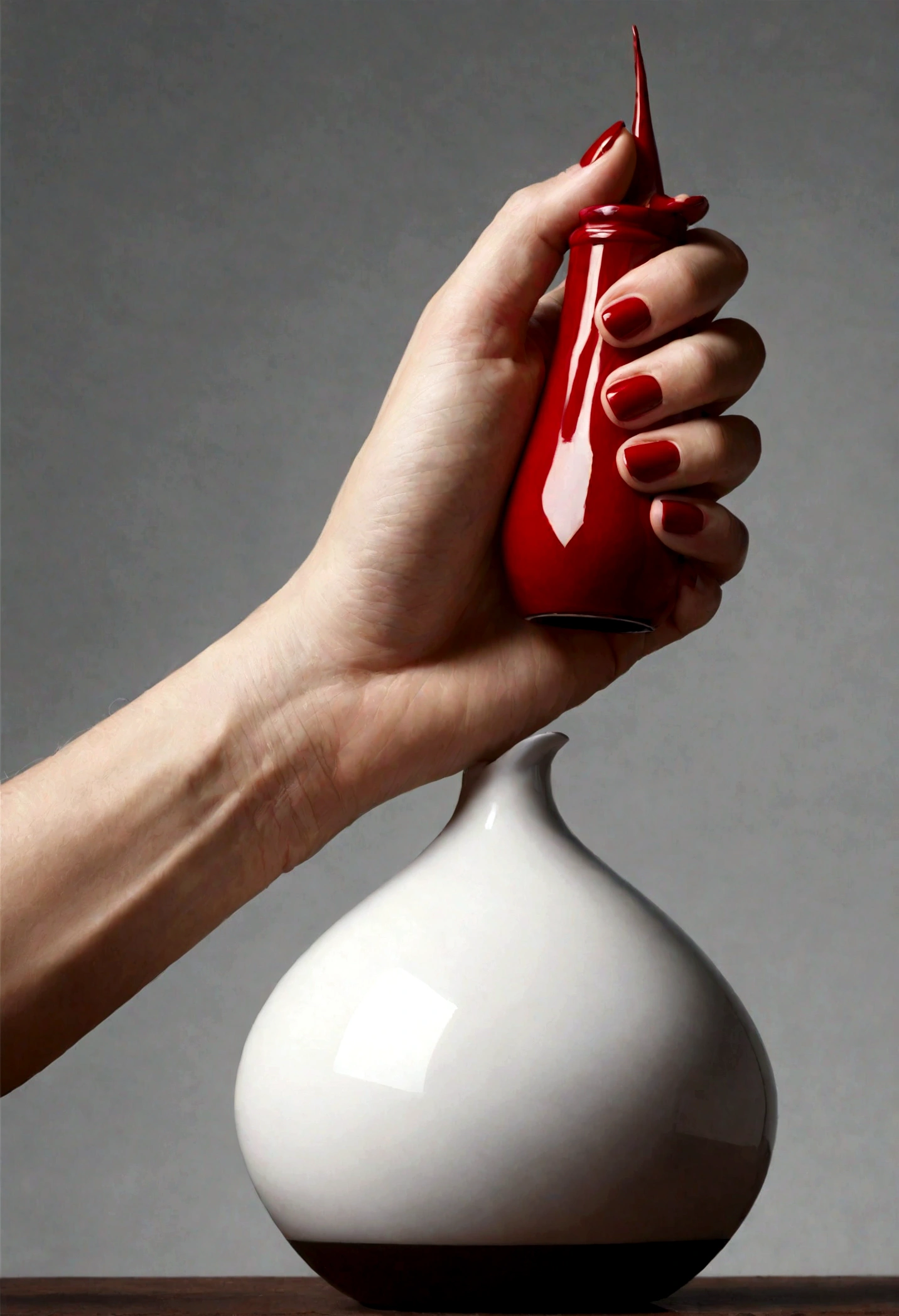 Graphical Description:
Centerpiece: In the center of the graphic is a realistic depiction of a hand extending its middle finger upwards. The hand is detailed, with visible veins, wrinkles and other details that give it a distinct, naturalistic character.

"Cynical Jug" inscription: The inscription is placed above or below the hand. The font style is elegant, perhaps even calligraphy-like, giving it a contrasting, sophisticated look. The letters are well-balanced and their shape brings to mind something between classic elegance and modern minimalism.

Colors and Style:
Colors: Dark, subdued colors dominate - mainly shades of gray, black and white. A subtle contrasting color, such as a deep red or dark navy blue, may also be present to highlight lettering or certain details of the hand.

Background: The background is plain, maybe slightly textured, which adds depth but does not distract from the main theme. It can be a delicate, abstract texture or a gradient that further emphasizes the drama of the image.

Emotion and Sophistication:
Emotions: The graphics evoke mixed feelings. At first glance, it is vulgar and sarcastic due to the middle finger gesture and the inscription "Cynical jug". However, its elegant style and refined workmanship contrast with its vulgarity, which can make the viewer feel shy, as if they were faced with something that is both beautiful and brutally honest.

Sense of Loss of Value: The elegance of the inscription and attention to detail may make the recipient feel that the gesture and words are addressed directly to him, which intensifies the feeling of loss of self-esteem. This is a deliberate artistic endeavor intended to evoke internal reflection and perhaps sadness.

Sense of Intelligence: Despite its vulgarity, the graphics seem intelligent and well-thought-out. The use of contrasts between the elegance of form and the vulgarity of content suggests that its author has artistic awareness and intention, which adds sophistication to the work