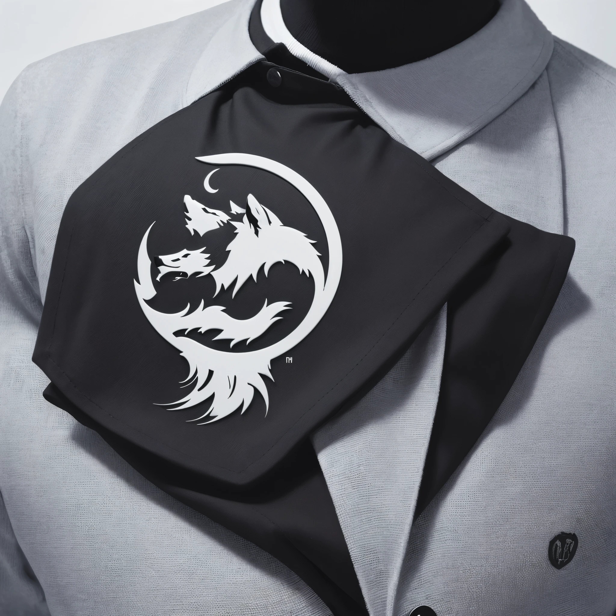 Men's clothing brand logo、Related Wolves、Emblem of men's clothing brand of excellent quality、Spectacular designer、Detailed, modern and superior quality Full HD 9k、Natural light、Black and White、Game Icon Set、A minimalist and elegant logo