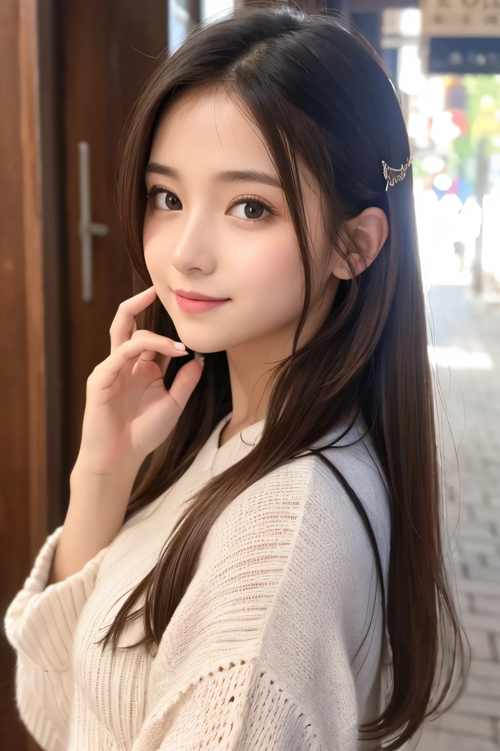One girl, smile, Long Hair, chest, 