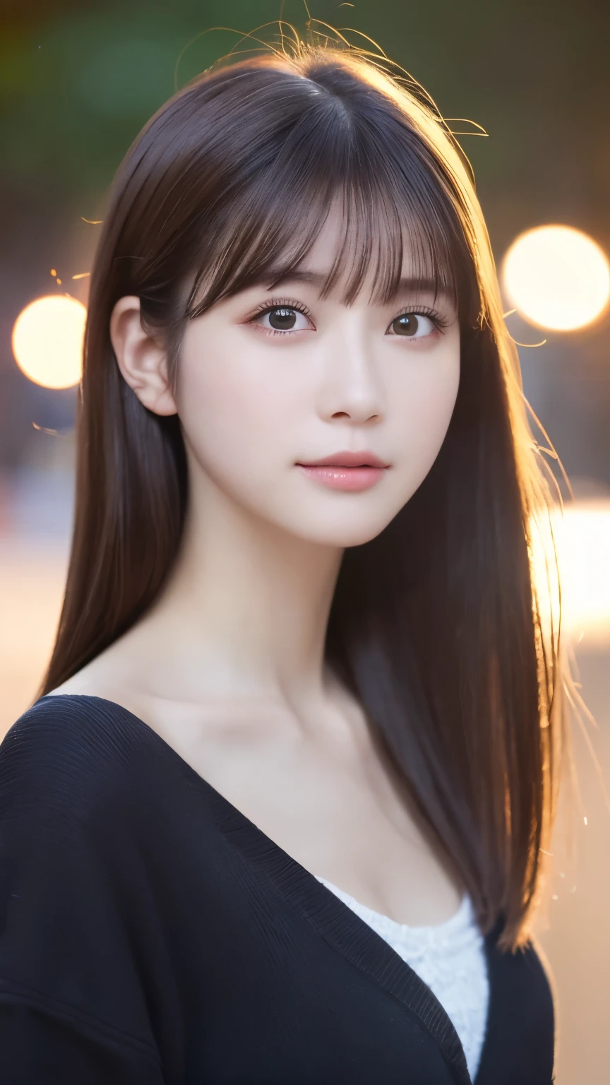 (highest quality,masterpiece:1.3,超A high resolution,),(Very detailed,Caustics),(Photorealistic:1.4,RAW shooting,)Ultra-Realistic Capture,Very detailed,High resolution 16K for human skin、 Natural skin texture、、Skin tone is even and healthy looking、 Use natural light and color,One Woman,Japanese,,cute,Black-haired,Mid-length hair,(Written boundary depth、chromatic aberration、、Wide range of lighting、Natural Shading、)、(Outdoor lighting at night:1.4)、(Hair swaying in the wind:1)、short hair、outside in spring