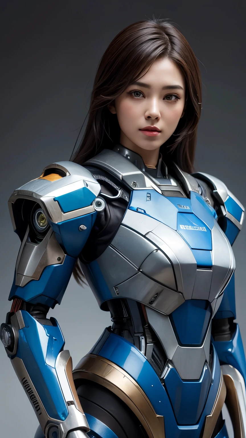 Textured skin, Super Detail, high details, High quality, Best Quality, hight resolution, 1080p, hard disk, Beautiful,(Iron Patriot),2 females,beautiful cyborg woman,Mecha Cyborg Girl,Battle Mode,Girl with a Mecha Body,She wears a futuristic Iron Patriot mech,Fulll body Shot