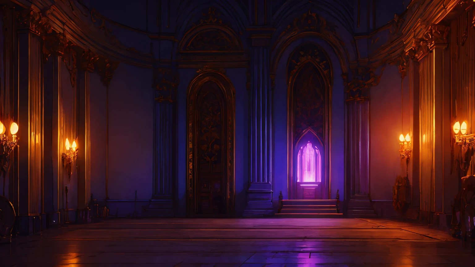 demon hall, throne room, pillars, no humans, anime background, visual novel background, background