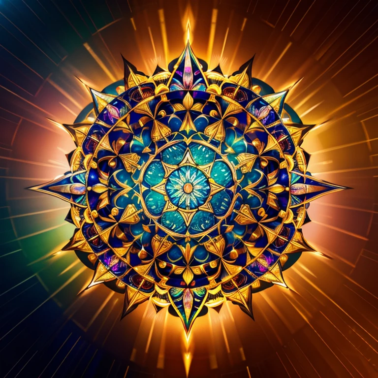 A beautiful mandala that is starting from a five pointed star in the center, growing in iridescent chromed steel flecked with gold, adorned with roses,shining bright, growing in symmetrical designs and arabesques, digital art, masterpiece, highly detailed, 4k resolution, abstract art, oriental art, digital art, photographic


