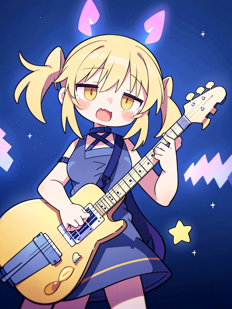 1females\(cute,kawaii,small kid,breast,hair color cosmic,hair floating,eye color cosmic,big eyes,(playing the guitar:1.5),shouting,(jumping:1.3),colorful,(dynamic pose),\),background\(music notes,live house\), BREAK ,quality\(8k,wallpaper of extremely detailed CG unit, ​masterpiece,hight resolution,top-quality,top-quality real texture skin,hyper realisitic,increase the resolution,RAW photos,best qualtiy,highly detailed,the wallpaper,cinematic lighting,ray trace,golden ratio\),(dynamic angle:1.4)