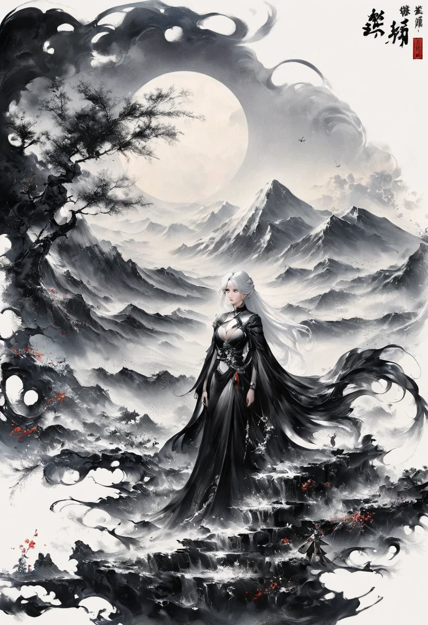 (Lots of white space:1.5),(Lots of white space around:1.6), White background, simple, Minimalism, abstract,Freehand,Aesthetic,black and white,Ink Painting,antiquity,a mountain,A person far away,An abstract art illustration, author:Li Song, Arte no estilo de guweiz, arte shin jinyoung, Obra-prima de guweiz, Ross chart 1. 0, Beautiful digital illustrations, Inspired by non-WLOP, simpledigital art, jingna zhang, guweiz, Stunning digital illustrations