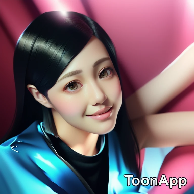 There is a woman holding a mobile phone, Cartoon digital painting, Photorealistic Animation, Realistic Anime 3D Style, Surreal Teen, Realistic anime art style, Ultra realistic anime, Anime Realism style, Cute realistic portrait, Digital cartoon painting art, 3D Anime Real, Tone Mapping, Anime Realism, Created by Anime Painter Studio, cartoon digital art、Big, round, gentle eyes、Photorealistic、