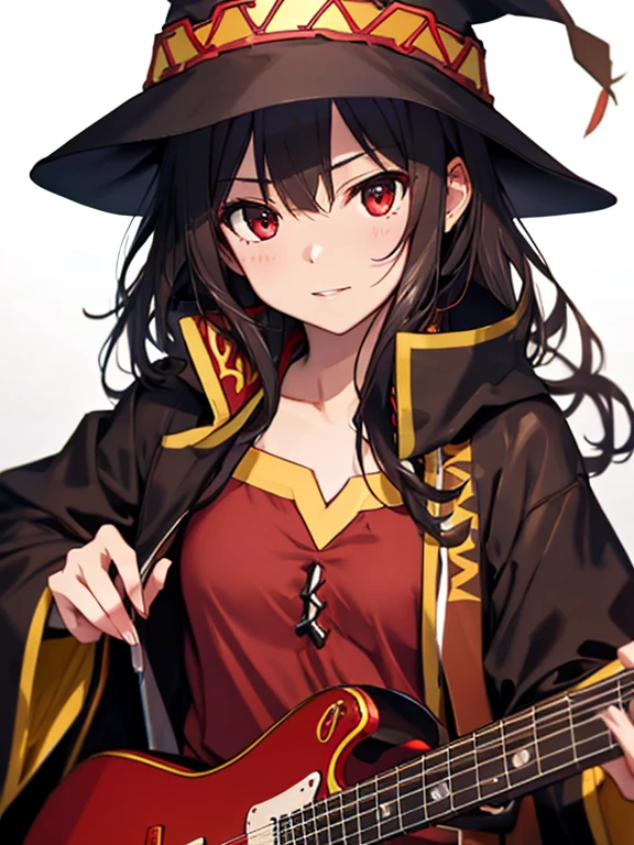 Megumin、guitarist、UHD, retina, masterpiece, ccurate, anatomically correct, textured skin, super detail, high details, high quality, best quality, highres, 4K
