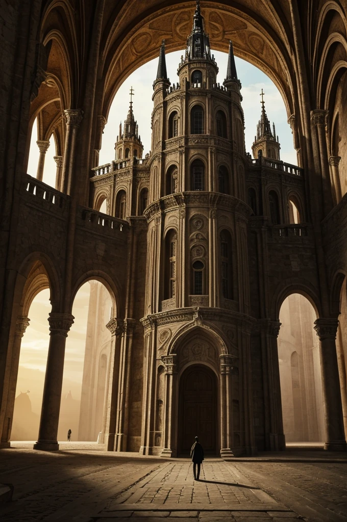 portada, high resolution, Calidad superior, mejor calidad, recompensa pagada disponible, obra maestra incomparable, obra de arte perfecta, absurdos, Ilustraciones de alta calidad, súper high resolution, antecedentes detallados, perfect anatomy, cinematic lighting of a gigantic castle